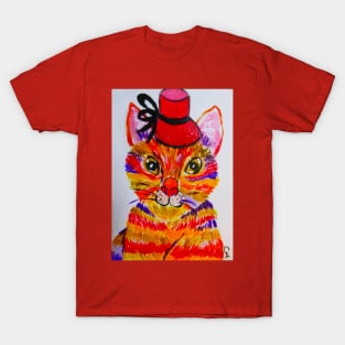 Colourful Cat and her Red Hat T-Shirt